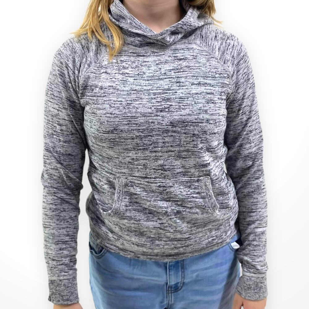 ATHLETA GIRL Gray Space Dye Pocket Front Pullover Hoodie